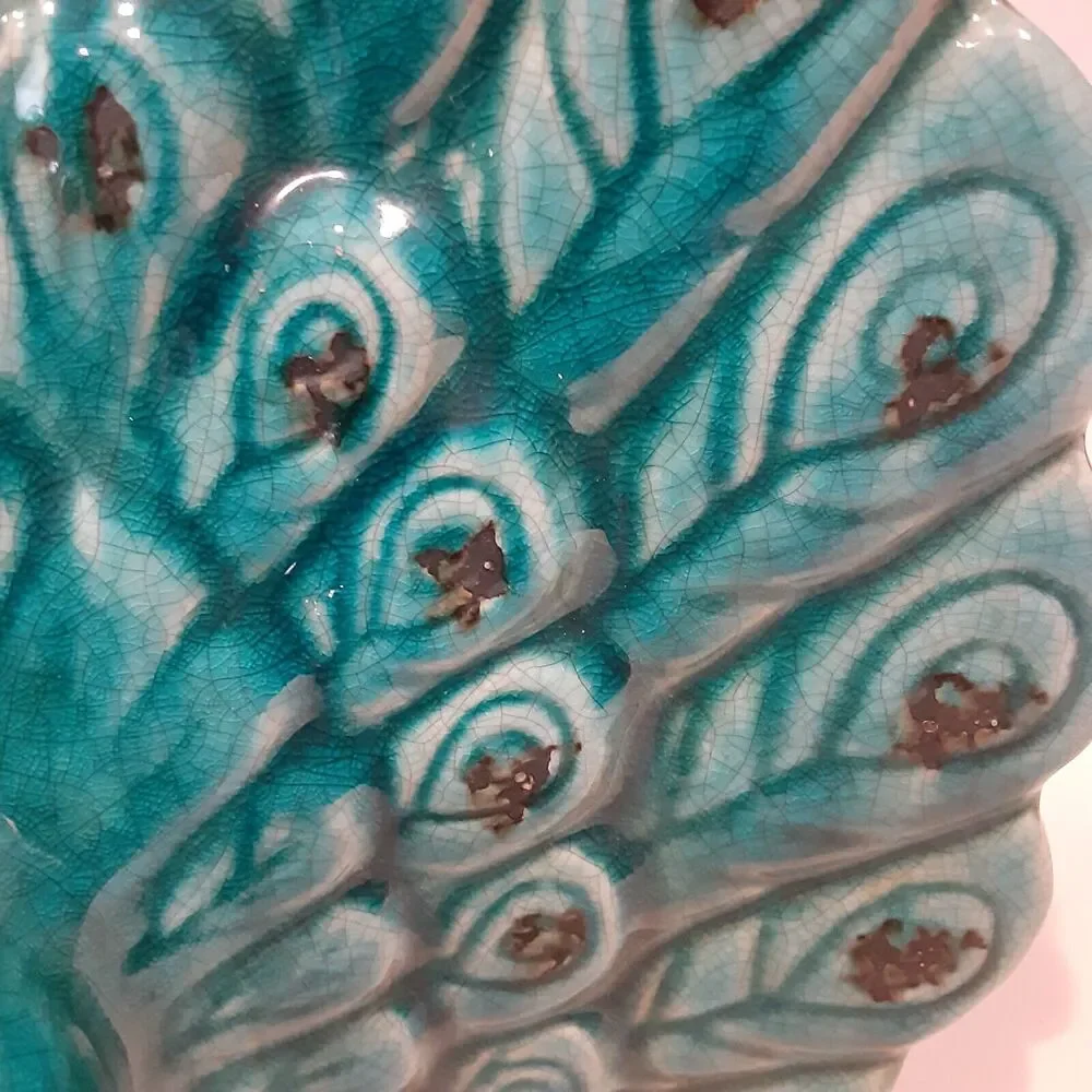 Vintage Italian Majolica Peacock Stunning Unique 11